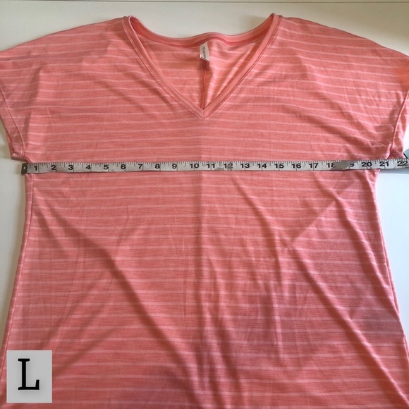 Ideology Coral Pink Striped V-Neck Tee Shirt, Short Sleeve, Multiple Sizes, NWT! - Picture 10 of 13